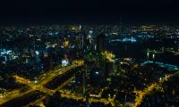 City Buildings Lights Night Aerial-view Dark