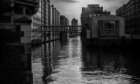 City Buildings River Water Black-and-white