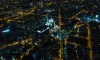 City Buildings Road Lights Aerial-view Dark