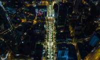 City Buildings Road Lights Aerial-view Night Dark
