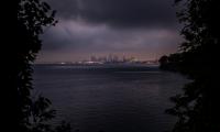 City Water Horizon Clouds Twilight Dark