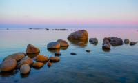 Coast Stones Sea Horizon Twilight
