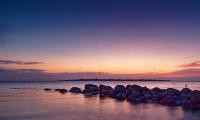 Coast Stones Sea Water Twilight Landscape