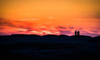 Couple Silhouettes Sunset Dark