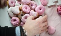 Donuts Glaze Dessert Pink Hand