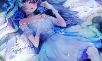 Girl Angel Dress Wings Anime Art Blue