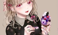 Girl Beret Ice-cream Dessert Anime Art