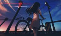 Girl Bike Twilight Anime Art
