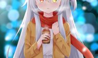 Girl Coffee Heterochromia Anime Art