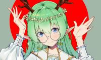 Girl Demon Horns Glasses Smile Anime
