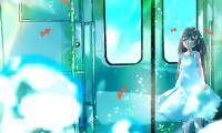 Girl Dress Train Fishes Anime
