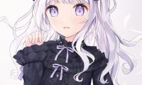 Girl Embarrassment Dress Anime Art Purple