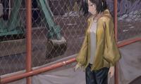 Girl Fence Mesh Anime Art