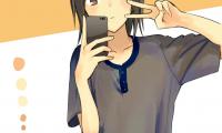 Girl Gesture Phone Selfie Anime