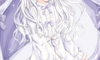 Girl Glance Dress Lilac Anime Art Light