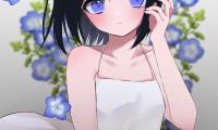 Girl Glance Flowers Dress Anime