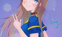 Girl Glance Gesture Smile Anime Art Cartoon