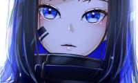 Girl Glance Soldier Anime Art Blue