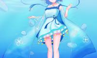 Girl Jellyfish Water Underwater Blue Anime