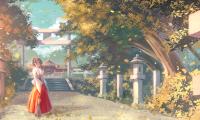 Girl Kimono Pagoda Temple Anime Art