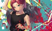 Girl Lightning Pixels Anime Art