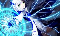 Girl Magician Magic Attack Anime Art Blue
