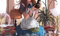 Girl Maid Photographer Anime Art Cartoon