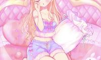 Girl Pajamas Bed Anime Art