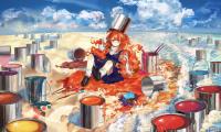 Girl Redhead Paint Colorful Anime Art