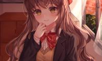 Girl Schoolgirl Glance Letter Anime Art