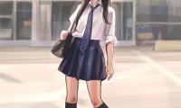 Girl Schoolgirl Uniform Anime Art