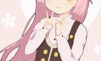 Girl Smile Gesture Anime Art Pink