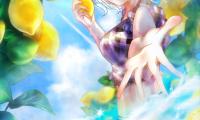 Girl Smile Gesture Lemons Water Anime