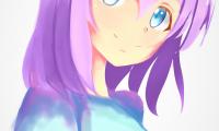 Girl Smile Glance Anime Purple