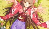 Girl Smile Kimono Field Flowers Anime
