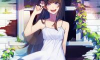 Girl Smile Window Broken Anime