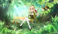 Girl Swing Forest Anime Art