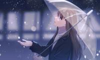 Girl Umbrella Rain Anime Art Cartoon
