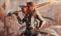 Girl Warrior Armor Sword Anime Art
