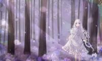 Girl Wreath Dress Forest Anime Art Purple