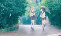 Girls Friends Umbrellas Anime Art