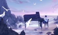 Guy Musician Piano Birds Anime Art