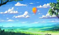 Hot-air-balloon Sky Clouds Field Art