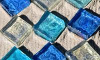 Mosaic Glass Sand Texture Blue
