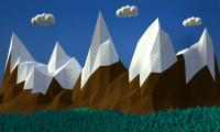 Mountains Clouds Volume Vector Art 3d