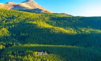 Mountains Hills Forest Trees Houses Landscape Aerial-view