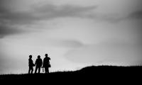 People Silhouettes Friends Black-and-white Dark
