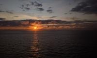 Sea Horizon Clouds Sun Sunset Dark