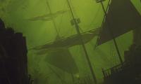 Ship Sail Underwater Green Dark