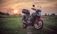 Suzuki Motorcycle Bike Black Field Sunset Moto